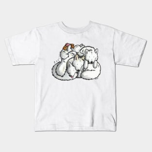 Samoyed sleeping pile cartoon Kids T-Shirt